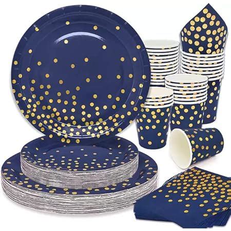 Yidaxing 120pcs Assiette Jetable Anniversaire Vaisselle Jetable Bleu