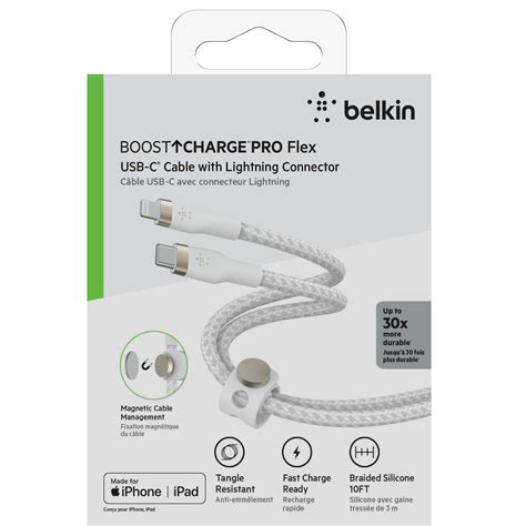 Belkin Usb C Lightning Punottu Silikonikaapeli M Valkoinen