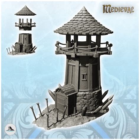 Hartolia Miniatures Watchtower With Walkway And Access Door 5 Stl File For 3d Printing