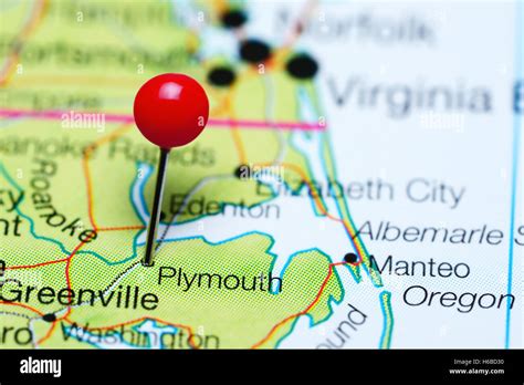 Plymouth pinned on a map of North Carolina, USA Stock Photo - Alamy