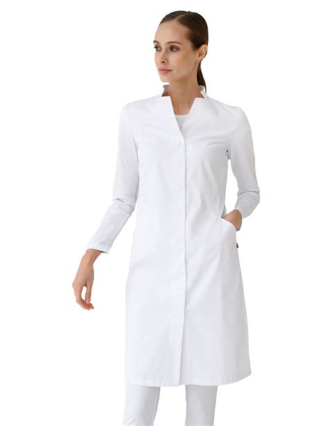 Treat In Style Womens Minimalistic Lab Coat White Stylish Scrubs