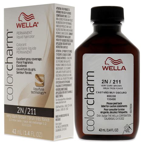 Wella Color Charm Liquid Haircolor 2n 211 Very Dark Brown 1 4 Oz