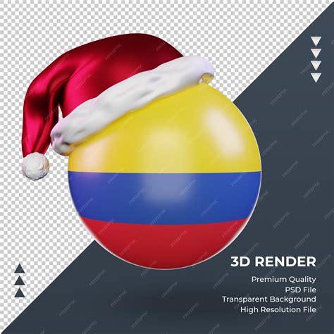 Premium Psd 3d Christmas Santa Claus Cap Colombia Flag Rendering