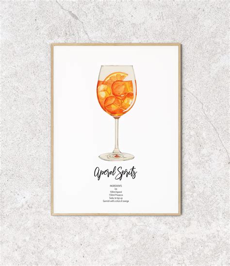 Aperol Spritz Watercolor Cocktail Print Signature Drink Etsy