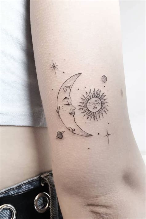 38 Amazing Small Sun and Moon Tattoo Ideas