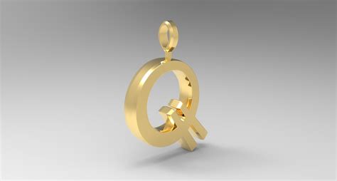 3D printable model Q Letter Pendant Gold | CGTrader