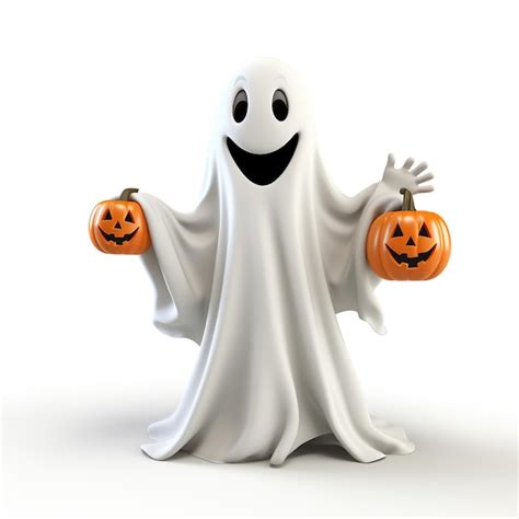 3d Spooky Halloween Cartoon Ghost | Premium AI-generated image