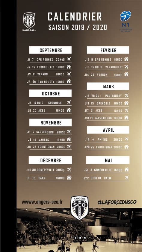 Calendrier Angers Sco Handball