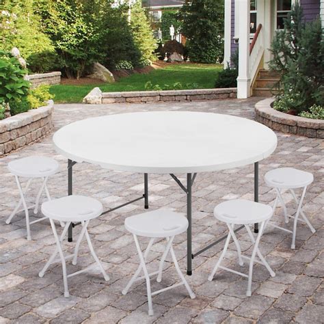 Round White Garden Plastic Outdoor Folding Table Wholesale Price Multi Functional Celebration ...