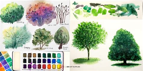 How To Paint Watercolor Trees and Techniques - ZenART Supplies ...