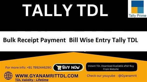 Bulk Receipt Payment Bill Wise Entry Tally TDL YouTube