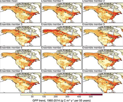 Trends In Annual Gross Primary Production Gpp Over The Period