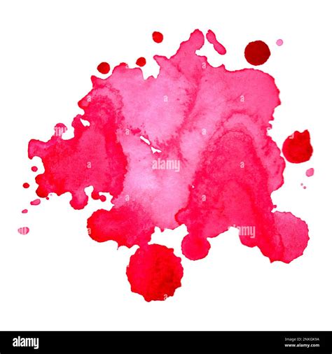 Watercolor Bright Pink Spot Blob Blot Isolated Background Stock Photo