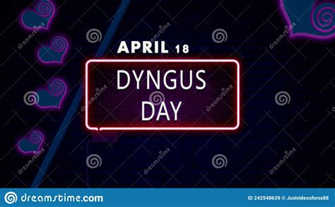 18 April Dyngus Day Neon Text Effect On Bricks Background Stock