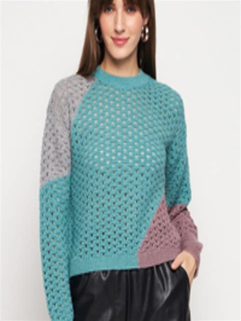 Buy Madame Open Knit Acrylic Pullover Sweaters For Women 25007162