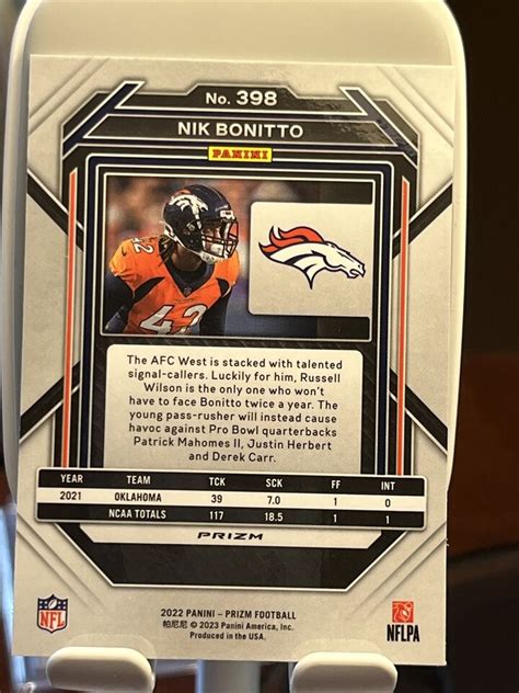 Panini Prizm Nik Bonitto Red White Blue Rc Denver Broncos