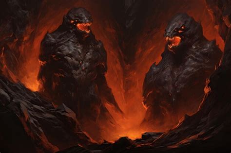 Premium Ai Image Ferocious Lava Golems Born From Volcanic Eruptions