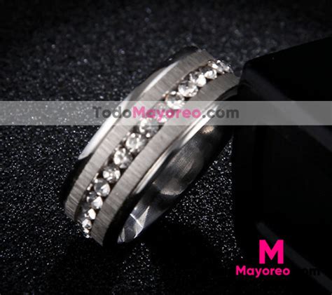 Anillo Tipo Argolla Elegante Con Diamantes Plata Acero Inoxidable Talla