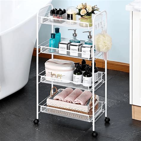 Tier Metal Rolling Cart Kitchen Cart Mesh Wire Easy Assemble Utiity