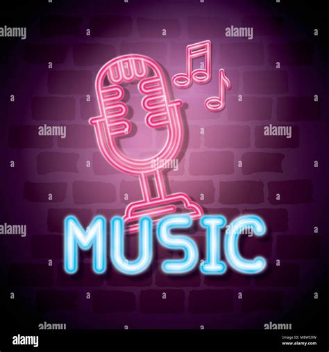 Music Iluminated Neon Label Vector Illustration Design Stock Vector