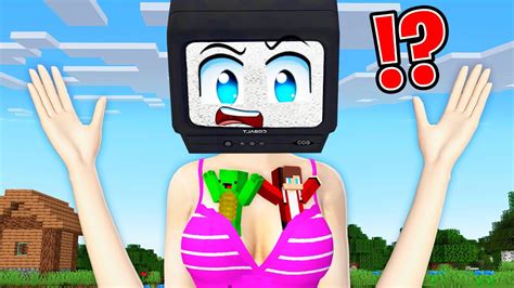 Jj And Mikey Hide In Underwear Of Tv Woman In Minecraft Maizen Youtube