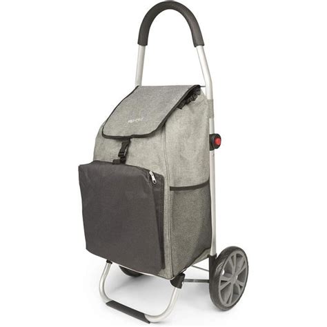 VeoHome Chariot de Course Caddie à roulettes Gris et Noir Cabas à