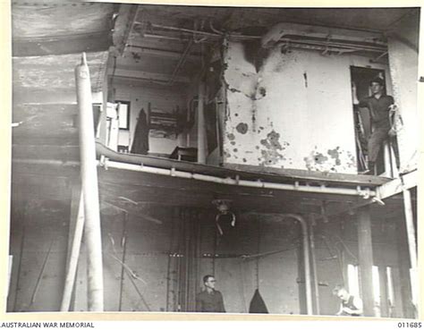 Photo Of The Hospital Ship Manunda Showing Damage Done By Japanese