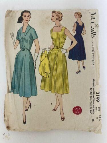 Vintage Sewing Pattern 1950s Dress Jacket Mccalls Uncut Size 16 1 2