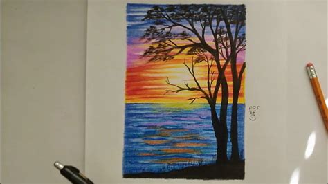 Sunset Colored Pencil Drawing