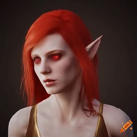 Unreal Engine 5 Pale White Skinne Red Haired And Red Eyed Punched Sci