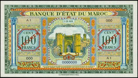 Morocco 100 Francs Banknote 1944 World Banknotes Coins Pictures Old