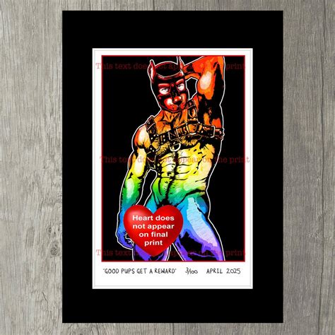 Poster Gay Pup Art Print Fetish Homoerotic Titled Good Pups Get A