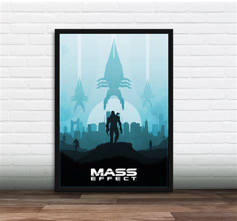 Minimalist Video Game Poster Mass Effect Art Print Gamer Etsy