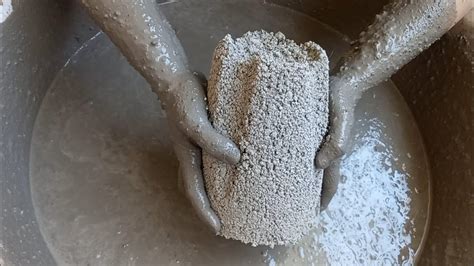 Asmr Dusty Gritty Sand Cement Cylinder Crumbling In Water Satisfying