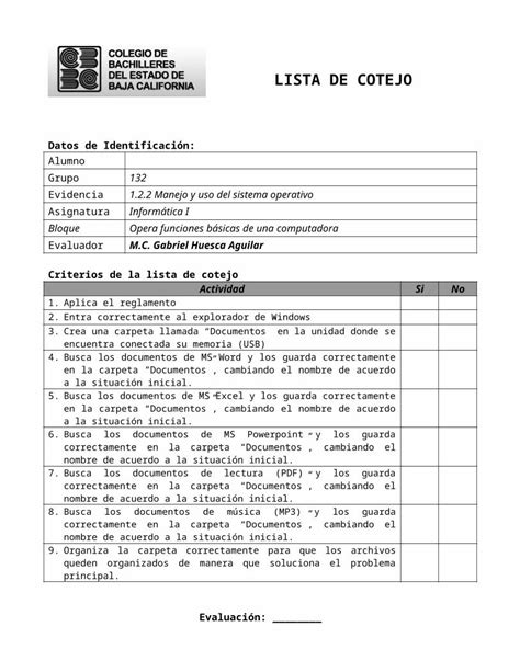 DOC Lista De Cotejo 1 2 1 Sistema Operativo132 DOKUMEN TIPS