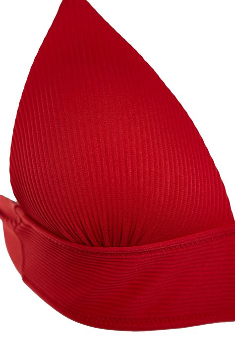 TRENDYOLMİLLA Kırmızı Üçgen Push Up Dokulu Bikini Üstü TBESS BU