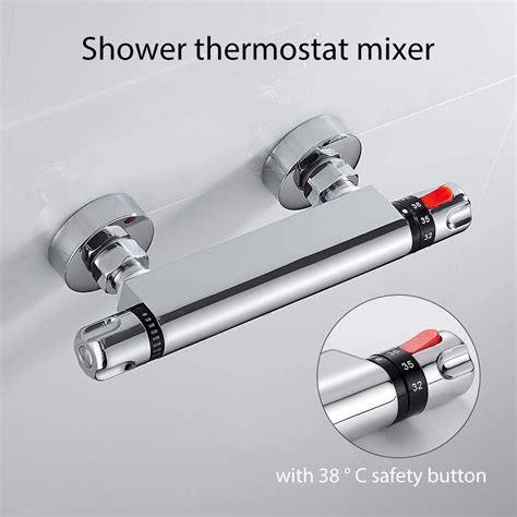 Modern Chrome Thermostatic Shower Faucet Set Wall Mount Hot And Cold