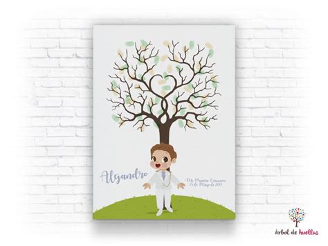 Árbol de huellas comunión niño personalizado Papimko