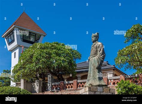 Statue of military leader Koxinga in the former Dutch fortification ...