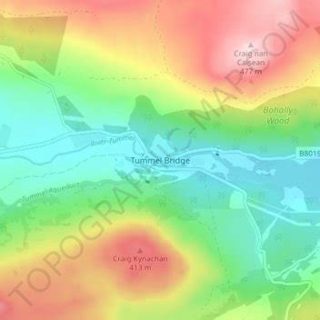 Tummel Bridge topographic map, elevation, terrain