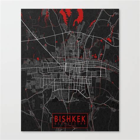 Bishkek City Map of Kyrgyzstan - Oriental Canvas Print by deMAP Studio ...