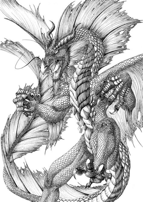 Realistic Water Dragon Dragon Coloring Pages