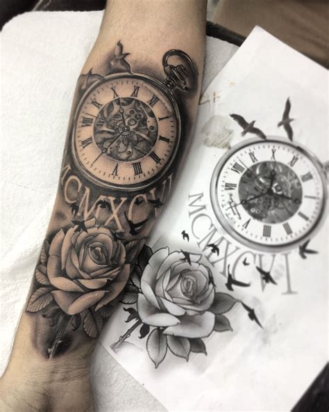Tattoo clock | Pocket watch tattoos, Tattoos, Tattoos for guys