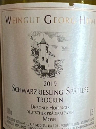 Weingut Georg Heim Dhroner Hofberger Schwarzriesling Sp Tlese Trocken