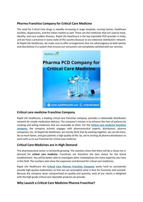 Ppt Critical Care Injectable Pcd Pharma Franchise In India Powerpoint