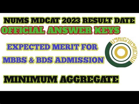 NUMS MDCAT 2023 Result Date Answer Keys NUMS Expected Merit For