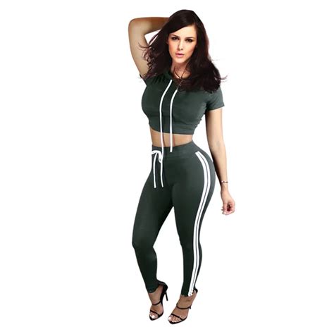 Womens Tracksuit Fashion Hooded Crop Top And Long Pants 2 Piece Set