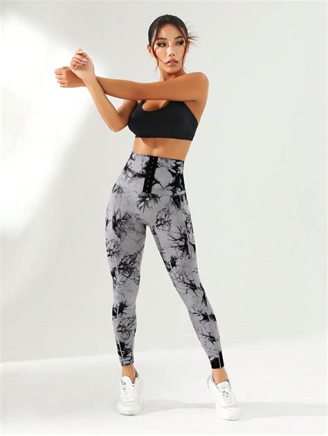 Shein Sport Seamluxe Seamless Tie Dye High Waist Yoga Leggings With