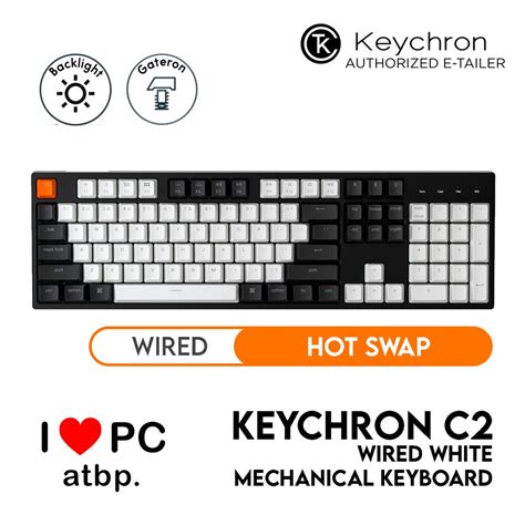 Keychron C Wired Mechanical Keyboard Full Size Layout White LED Gateron Hot Swap Shopee