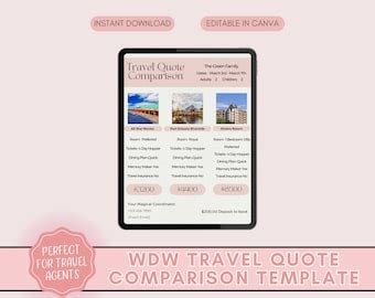 Travel Agent Quote Template Canva WDW Vacation Editable Etsy